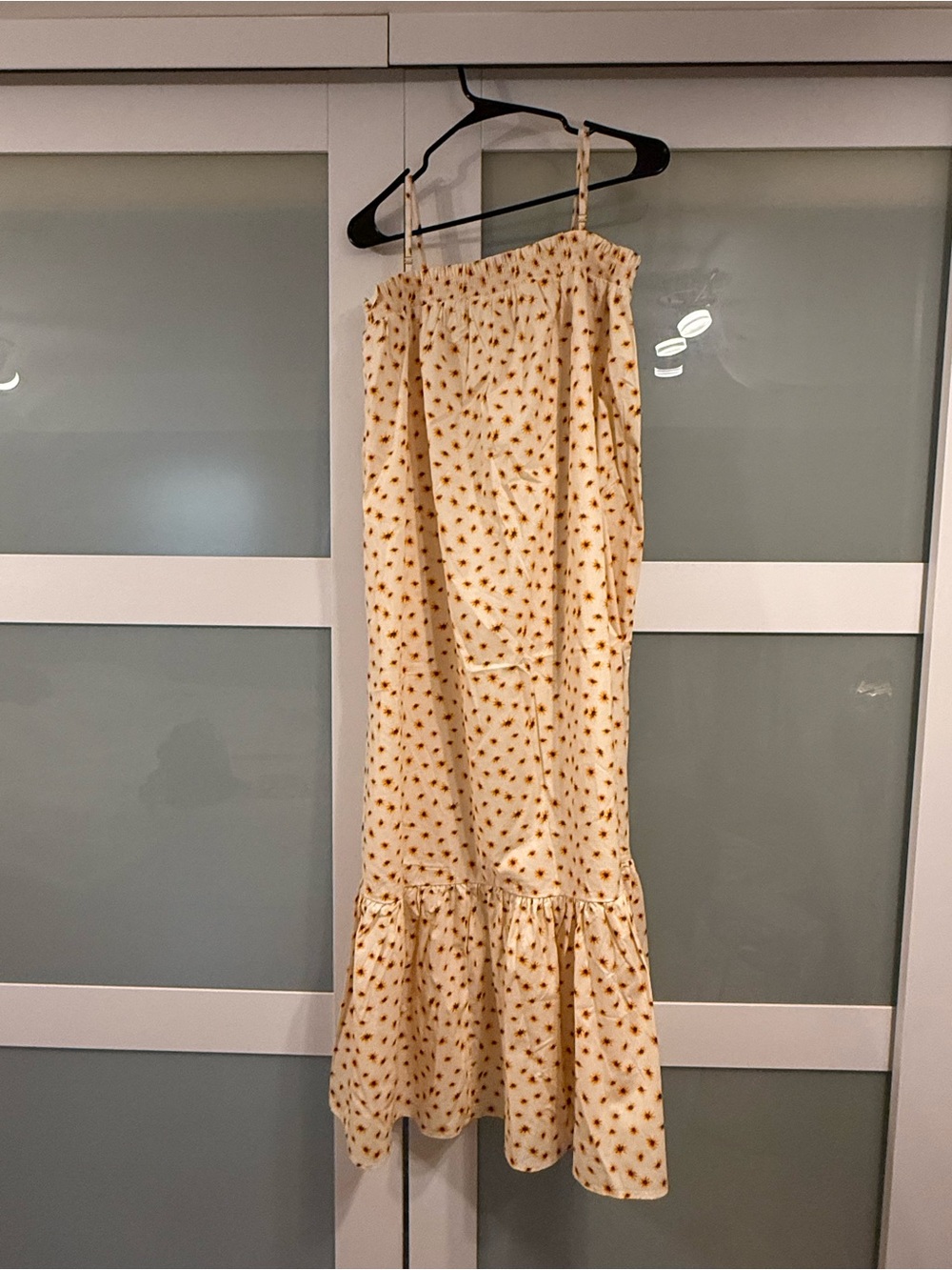 WeWoreWhat Cream Midi Dress with Tiny Brown Floral Print